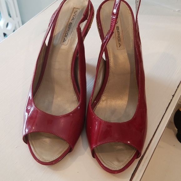 Via spiga red patent leather peep toe heel - Picture 3 of 10